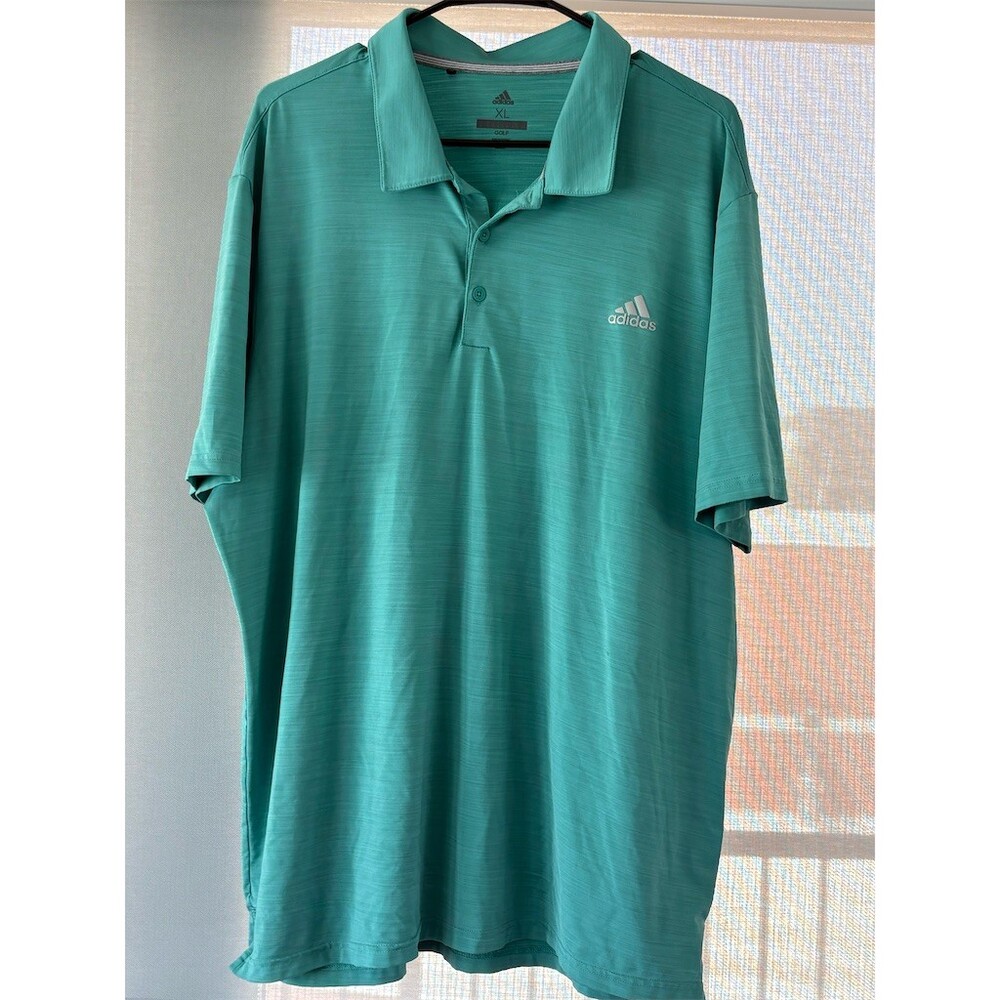 Adidas Golf Polo Shirt Men's XL Seafoam Green Heathered Short Sleeve Logo